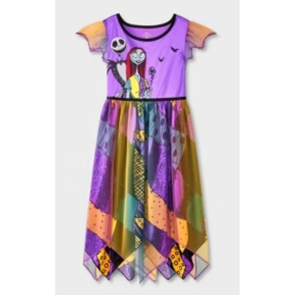 Nightmare Before Christmas Jack and Sally Satin Tulle Halloween Nightgown XS 4/5